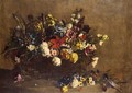 Still Life Of Flowers In A Basket - French School