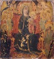 Madonna And Child Enthroned Flanked By Saints Peter And Paul And Angels - Sienese School