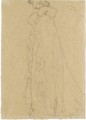 Stehend Nach Links, Skizze Des Kragens Von Hinten (Standing Turned To The Left, Sketch Of The Collar From Reverse) - Gustav Klimt