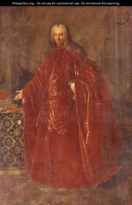 Portrait Of A Venetian Senator, Full Length, Standing By A Table - (after) Nazario Nazzari