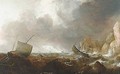 Fishing Boats In A Stormy Sea - (after) Simon De Vlieger