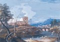 Landscape With Shepherds By A River And A Bridge In Middle Distance - Marco Ricci