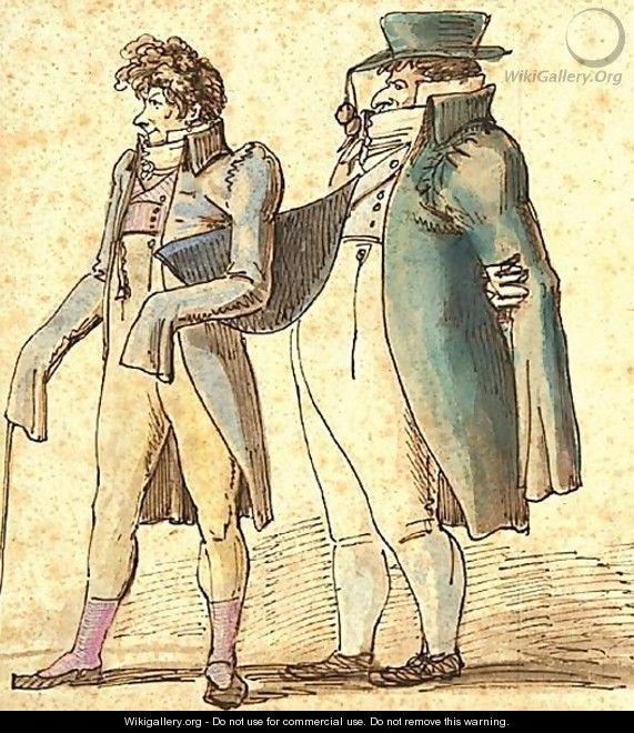 Caricature Of Two Dandies - Johan Tobias Sergel