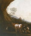 Landscape With Cows And Sheep - (after) Johann Heinrich Roos