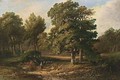 A Peasant Woman On A Path In A Wooded Landscape - Gerhardus Meijer