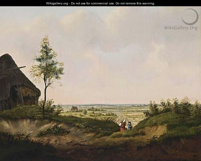 Landscape With Peasants - Joannes Petrus Waterloo