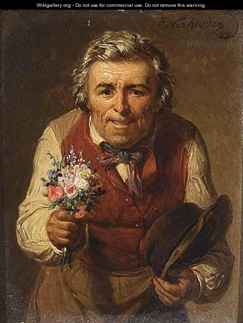 A Man Offering Flowers - Francois Verheyden