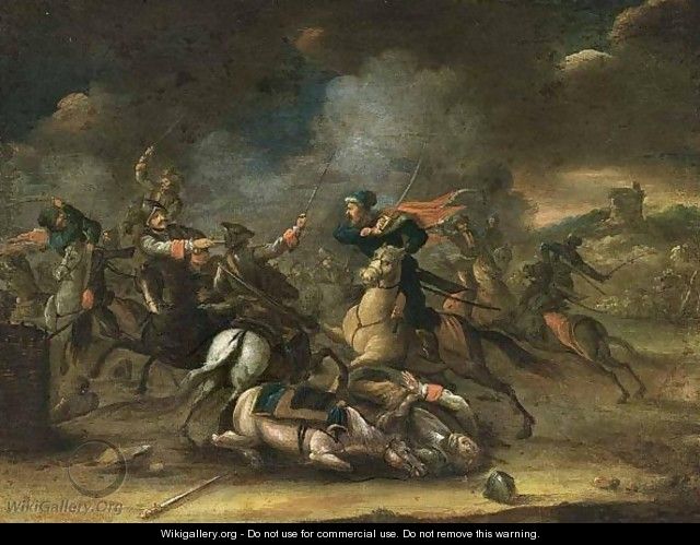 A Cavalry Battle Scene - (after) Karel Breydel
