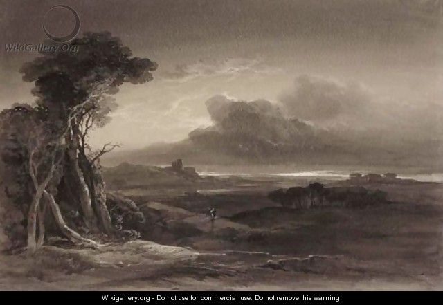 Figure Walking Through An Extensive Landscape - (after) Samuel Jackson
