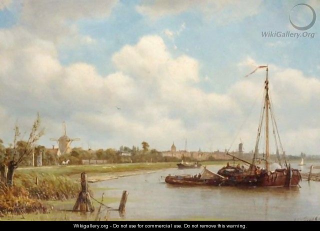 Barges Off The Coast - Petrus Paulus Schiedges