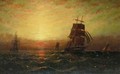 Shipping At Sunset - William Adolphus Knell