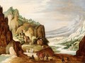 A Mountainous River Landscape With Travellers On A Path In The Foreground - (after) Joos De Momper