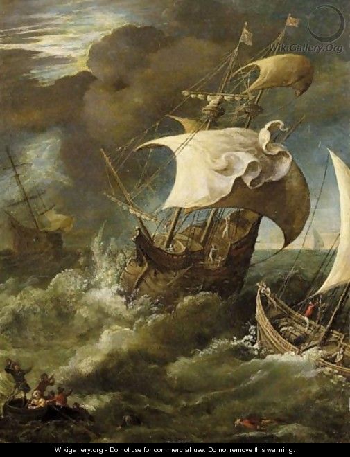 Shipping In A Storm - (after) Paul Bril