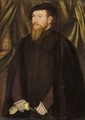 A Portrait Of A Gentleman, Three-Quarter Length, Wearing A Black Coat And Holding A Pair Of Gloves And A Sword - (after) Nicolas Neufchatel