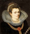 A Portrait Of A Lady, Head And Shoulders, Wearing A Black Dress, A White Ruff, A Pearl Necklace And A Diadem In Her Hair - (after) Joseph The Elder Heintz