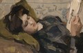 A Reclining Girl Looking At A Print - Isaac Israels