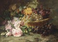 A Still Life With Roses And Grapes - Margaretha Roosenboom