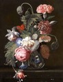 Still Life With Carnations, Roses, Poppies And Other Flowers In A Vase - (after) Simon Pietersz. Verelst