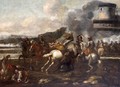 A Cavalry Engagement Before A Fortified Town - Neapolitan School