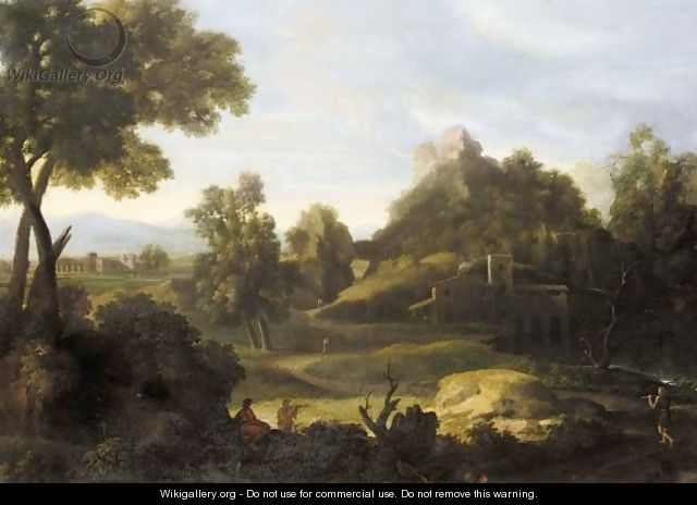 A Classical Landscape With Arcadian Figures - (after) Gaspard Dughet
