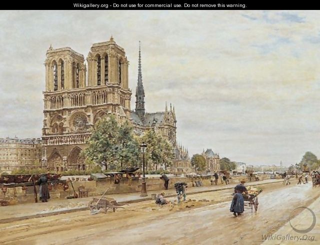 Notre Dame De Paris Et Marchande De Fleurs - Marie Francois Firmin-Girard