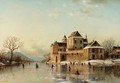 A Village On The Rhine In Winter - Johannes Bartolomaus Duntze