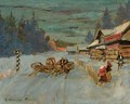 Riding Through The Village - Konstantin Alexeievitch Korovin