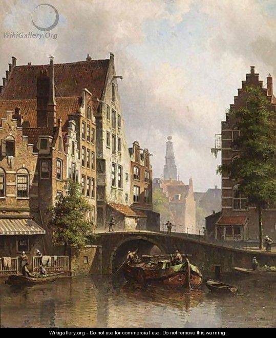 A Canal In A Dutch Town - Eduard Alexander Hilverdink