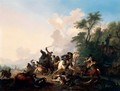 A Cavalry Skirmish In A Wooded Landscape - Jan von Huchtenburgh