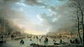 Winter Landscape With A Frost Fair And Figures Skating Upon A Frozen River - Andries Vermeulen
