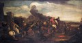 A Battle Scene With Cavaliers And Infantry Fighting Before A Fortified Town - (after) Jacques (Le Bourguignon) Courtois
