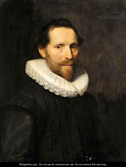 Portrait Of A Gentleman Said To Be Hugo Grotius, Half Length, Wearing Black With A White Ruff - (after) Michiel Jansz. Van Mierevelt