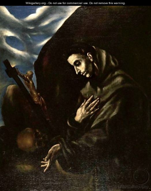Saint Francis Standing In Meditation - (after) El Greco (Domenikos Theotokopoulos)