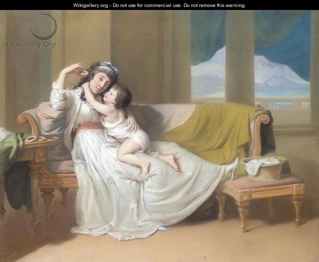 Portrait Of A Woman And Child In An Interior - Hugh Douglas Hamilton