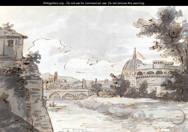 View Of Along The Tiber With The Castel Sant