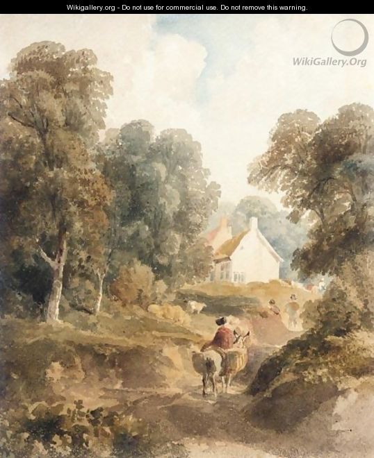 A Woman On A Donkey Returning From Market - Peter de Wint