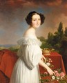 Portrait Of A Lady Arranging Roses - Pierre Roch Vigneron