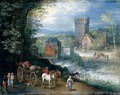 A River Landscape With A Watermill, Travellers And A Horse And Cart In The Foreground - (after) Pieter Gysels