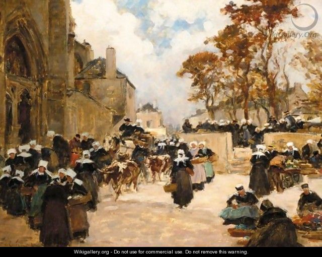 The Market At Concarneau - Fernand Marie Eugene Legout-Gerard