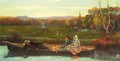 Boating At Dusk - French School