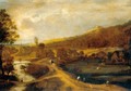 An Extensive River Landscape With Figures On A Road Before A Village - Flemish School