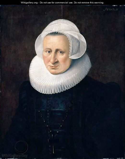 Portrait Of A Lady, Half Length, Wearing Black With A Lace Cap And Ruff - Dutch School