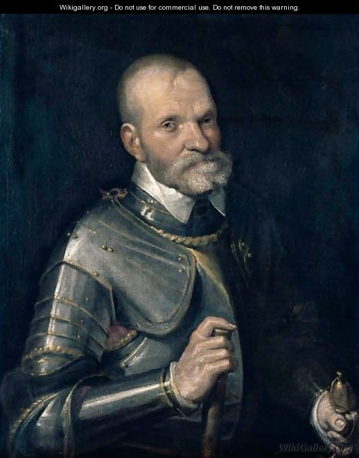 Portrait Of A Commander, Half Length, In Armour - Venetian School