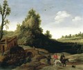 Landscape With Travellers Crossing A Bridge Before A Small Dwelling, Horsemen In The Foreground - Esaias Van De Velde