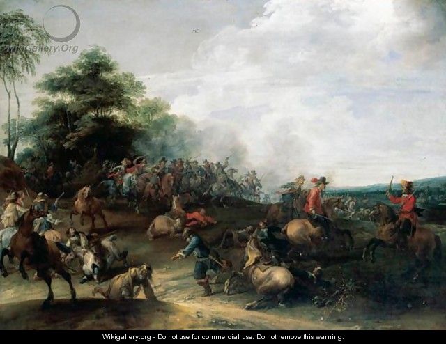 Landscape With A Cavalry Engagement At The Edge Of A Wood - Pieter Snayers