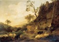 An Italianate Landscape With Figures And Their Animals Beside A Cottage - Nicolaes Berchem