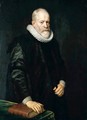 Portrait Of A Gentleman, Three-Quarter Length, Wearing Black With A White Ruff And Standing Beside A Table With His Hand On A Book - (after) Michiel Jansz. Van Mierevelt