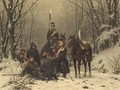 Prussian Soldiers Resting In A Winter Landscape. - Christian Sell