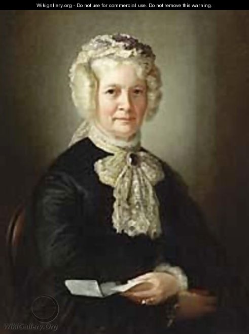 A Portrait Of A Lady, Seated Half Length, Wearing A Black Dress And A White Lace Scarf, Holding A Letter In Her Left Hand - German School