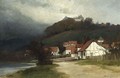 Red Roofed White Houses In A Mountainous Landscape - Georg Bernhard Muller Vom Siel